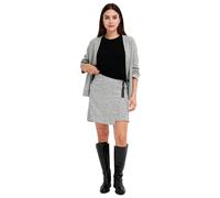 Damen Midi-Rock stylischer Wickel-Rock mit Gummibund Große Größen 906640 Grau melliert 48