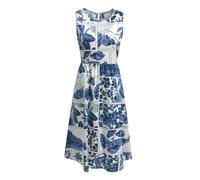 Damen Midikleid gemustert mit Cut-Out am Rücken Night Blue Print, Xl