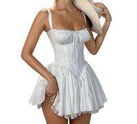 Damen-Midikleid mit Spaghettiträgern, ärmellos, figurbetont, Vintage-Stil, französischer Stil, Spitzenbesatz, kurzes Kleid für Party, Damenkleid