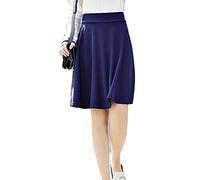 Damen Midirock Röcke Rockabilly Knielang A-Linie Faltenrock mit hoher Taille Einfarbig Ausgestellter Skater-Swing-Rock Tennisschulrock Hosenrock Sommerrock mit Innenhose Marine S