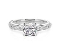 Damen Milgrain Solitär Ring Rundschliff Zirkonia Bandring Modern Wellenmuster Verlobungsring Schlicht 925 Sterlingsilber Versprechensring Trauring Frauen Ehering mit Schmuckbox (Silber, 63(20.2))
