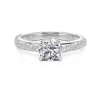 Damen Milgrain Solitär Ring Rundschliff Zirkonia Bandring Modern Wellenmuster Verlobungsring Schlicht 925 Sterlingsilber Versprechensring Trauring Frauen Ehering mit Schmuckbox (Silber, 52(16.5))