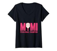Damen Mimi Pickleball Champion Paddelspieler Grafik T-Shirt mit V-Ausschnitt