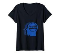 Damen Mind on Pepsi PAPL1431 Retro Vintage Graphic Logo T-Shirt mit V-Ausschnitt