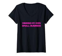 Damen Minding My Own Small Business Humor Retro Selbstliebe T-Shirt mit V-Ausschnitt