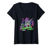 Damen Minecraft Marching Archer Skeleton Creeper Mobs Paint Stroke T-Shirt mit V-Ausschnitt