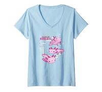 Damen Minecraft Pink Axolotl Pond T-Shirt mit V-Ausschnitt