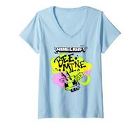 Damen Minecraft Valentine's Day Bee Mine Graffiti Lettering & Art T-Shirt mit V-Ausschnitt