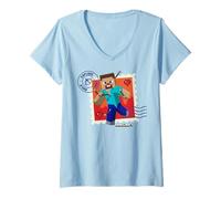 Damen Minecraft Valentine's Day Explore Love Build Steve Arrows T-Shirt mit V-Ausschnitt