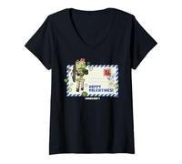 Damen Minecraft Valentine's Day Happy Valentines! Letter Skeleton T-Shirt mit V-Ausschnitt