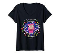 Damen Minecraft Valentine's Day My Overworld Wouldn't Be The Same T-Shirt mit V-Ausschnitt