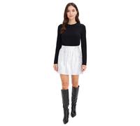 Damen Mini-Rock ausgestellter Jacquard-Rock mit Taschen Große Größen 978672 Silber 46