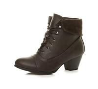 Damen Mittlere Absatz Pelzkragen Winter Schnüren Stiefeletten Größe 7 40