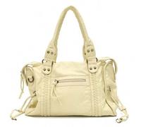 Damen Mode Casual Cool Street Style Soft Gewaschen PU Kunstleder Handtasche, Reißverschluss Verschluss, Reißverschlusstasche, Gewebte Dekoration, Groß