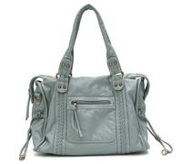 Damen Mode Casual Cool Street Style Soft Gewaschen PU Kunstleder Handtasche, Reißverschluss Verschluss, Reißverschlusstasche, Gewebte Dekoration, Groß