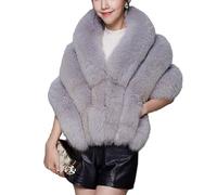 Damen Mode Herbst Schal Stola Winter Umhang Poncho Cape aus Kunstfell Jacke Mantel Brautkleid (Grau, Einheitsgröße)