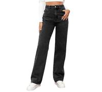Damen Mode Jeanshose Sommer Schlaghosen Baggy Boyfriend Cargohose Y2K 90Er Hüftjeans Outfit mit Löchern Wide Leg Sommerjeans Jeanshosen Weites Bein Hose Jeans Coole Flared Hosen Schwarz XL