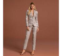 Damen Mode Kragen Knopf Reguläre Ärmel Blume Muster Nicht-Stretch Blazer Anzug Set, perfekt für einen schicken und stilvollen Look