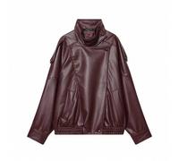Damen Mode Kunstleder Jacke, Langarm mit Taschen Reißverschluss, Retro High Street Neuer Stil Oberbekleidung