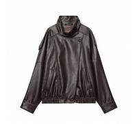 Damen Mode Kunstleder Jacke, Langarm mit Taschen und Reißverschluss, Retro High Street Neuer Stil Oberbekleidung für den Urlaub