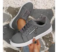 Damen Mode Lässig Sportschuhe, Schnür-Low-Top-Sneaker mit dekorativem Seitenreißverschluss und Stern-Anhänger, bequeme Alltagsschuhe zum Gehen