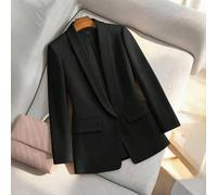 Damen Mode Schal Kragen Unbutton Lässig Professioneller Blazer Jacke Büro Business Schwarz Sommer