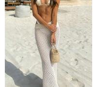 Damen modischer, eleganter, lässiger Urlaubs-Einfarbiger Hohldesign Lange Strickrock, Frühling/Sommer