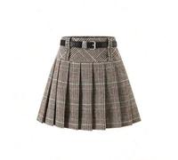 Damen modischer karierter plissierter A-Linien Rock, vielseitig und elegant in locker Passform, figurschmeichelnd