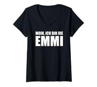 Damen Moin, ich Bin die Emmi T-Shirt mit V-Ausschnitt