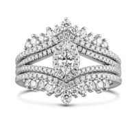 Damen Moissanit Ring Set Vintage Halo Marquise Vorsteckring 925er Sterling Silber Doppelring Rundschliff Stapelring Elegant Hochzeitsring Band Ring für Valentinstag Verlobung