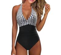 Damen Monokini High Waist Badeanzug Swimwear V Ausschnitt Schwimmanzug Bademode Tummy Control Monokini Strandmode Swimsuits One Piece Monokinis Badeanzüge
