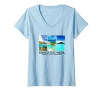 Damen Moorea Tahiti Bora Bora T-Shirt mit V-Ausschnitt