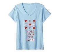 Damen More Amor Por Favor Lateinisches spanisches Liebeszitat T-Shirt mit V-Ausschnitt