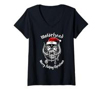 Damen Motörhead Santa Hat Warpig Christmas T-Shirt mit V-Ausschnitt