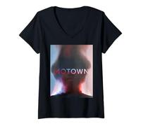 Damen Motown Retro Vintage Aesthetic Silhouette Art T-Shirt mit V-Ausschnitt