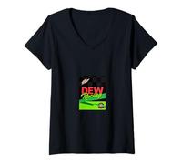 Damen Mountain Dew Racing PAPL1807 Retro Logo Graphic Apparel T-Shirt mit V-Ausschnitt