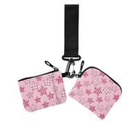 Damen Münzgeldbörse, Kartenetui, klein, tragbar, Reißverschluss, Geldbörse, mit Schlüsselanhänger, für Arbeit, Reisen, 2 Stück, Kariertes Karomuster mit Karomuster, 1 size, Casual