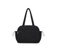 Damen Multi Pocket Turnbeutel mit Wet Dry Fach Praktischer Stoff Verstellbarer Riemen für Fitness Schwimmen Wet Dry Bag, Schwarz