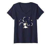 Damen Mumin Herbst Little My Shooting Star Winter T-Shirt mit V-Ausschnitt