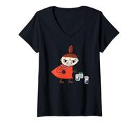 Damen Mumin Little My Playing With Creepy Crawlies Spooky T-Shirt mit V-Ausschnitt