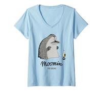 Damen Mumin The Groke mit Lampe T-Shirt mit V-Ausschnitt