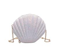 Damen Muschel Tasche Pailletten Kettentasche Mädchen Frauen Glitzer Tasche Kette Handtasche Geburtstag Geschenk Damen Clutch Glitzer Silber Muschel Abendtasche Glänzend Umhängetasche Muscheltasche