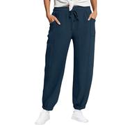 Damen Musselin Hose Leinenhose Elastische Leinenhoses mit Kordelzug modisch Leinen Beach Hose Mit Sommerhose Leicht Stoffhose Kleid Gerades Bein Kordelzug Leinenhose