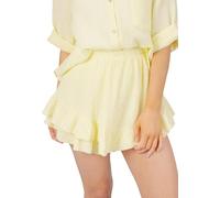 Damen Musselin Hosen Rock kurz mit Rüschen, 100% Baumwolle luftig - Lorena (Butterlemon)