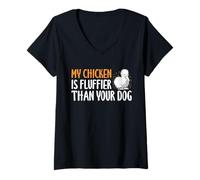 Damen My Chicken is Fluffier Than Your Dog Silkie Chicken T-Shirt mit V-Ausschnitt