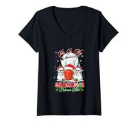 Damen My Christmas Pajamas Shirt Santa Sweet Peppers Snowmen Vegan T-Shirt mit V-Ausschnitt