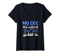 Damen My Dog Is Cuter Than Your Kid, Lustiger Hund Spruch T-Shirt mit V-Ausschnitt