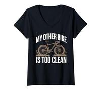 Damen My Other Bike is Too Clean Gravelbikes Gravelbiker T-Shirt mit V-Ausschnitt