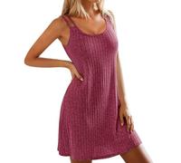 Damen Nachthemd Baumwolle Sexy Kurz Nachthemden Für Ärmellos Trägerkleid Gerippt Strick Negligee Spaghettiträger Schlafkleid Oversize Sommer Nachtwäsche Träger Elegant Nachtkleid Sleepwear