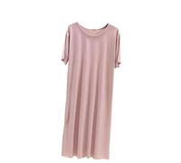 Damen Nachthemd - Bonbonfarbenes Nachtkleid Für Damen, Eisseide, Baumwolle, Sommer-Nachthemd, Lässige, Lose Nachthemden, Nachtwäsche-Kleider Für Studenten, Rosa, L